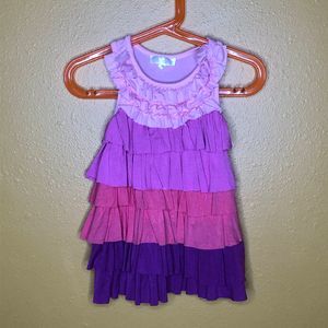 Baby Sara Pink Purple Ombre Ruffle Dress, 24M